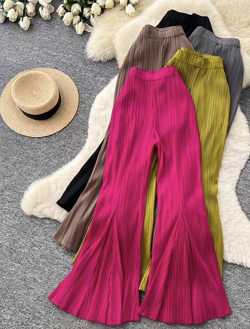 Light simple wide leg pants high waist pants