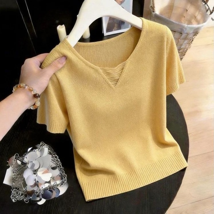 Hollow summer T-shirt France style sweater for women