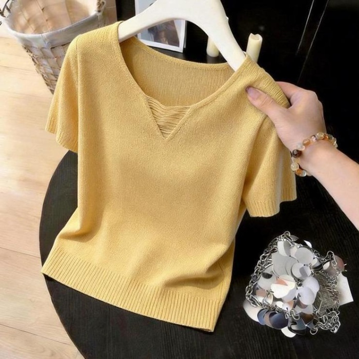 Hollow summer T-shirt France style sweater for women