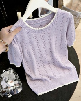 Ice silk slim T-shirt short sleeve thin tops for women