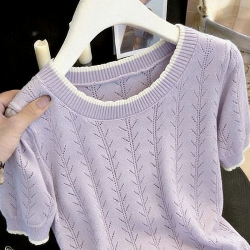Ice silk slim T-shirt short sleeve thin tops for women