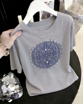 Summer thin jacquard T-shirt slim loose sweater for women