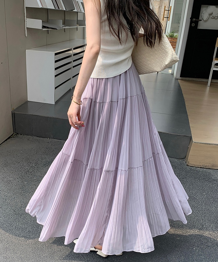 Purple cake long dress A-line large yard skirt for women