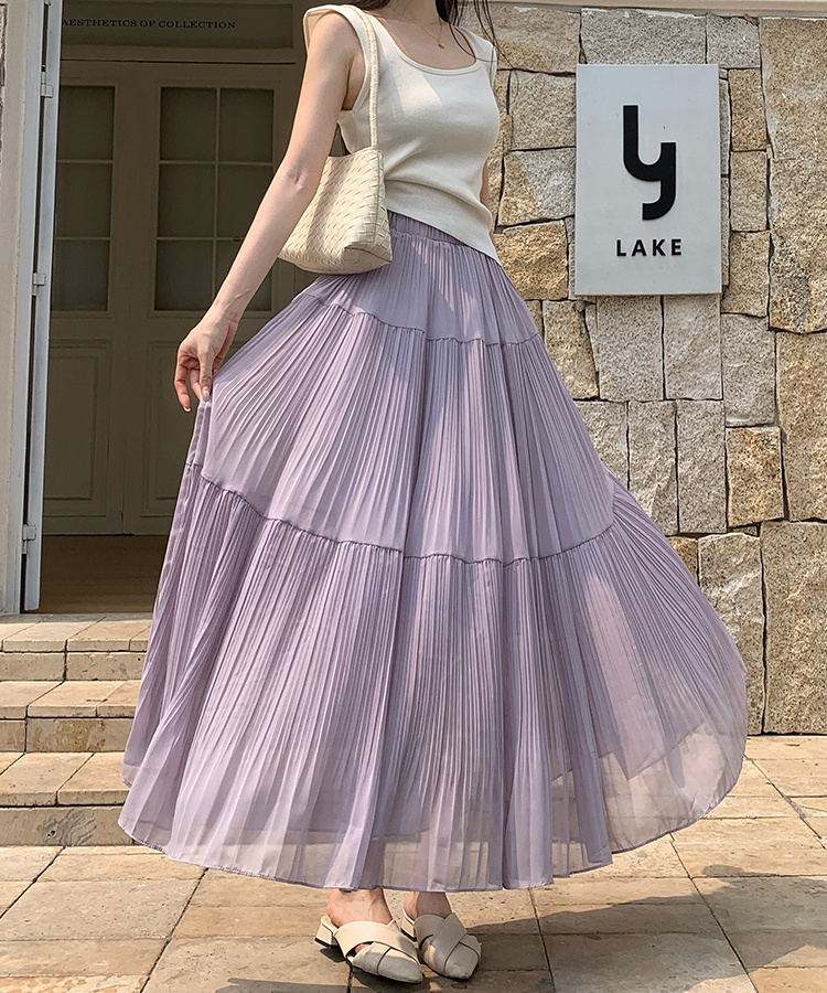 Purple cake long dress A-line large yard skirt for women