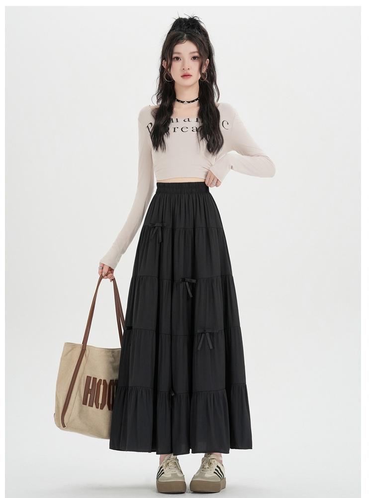 High waist long long skirt white large yard skirt for women