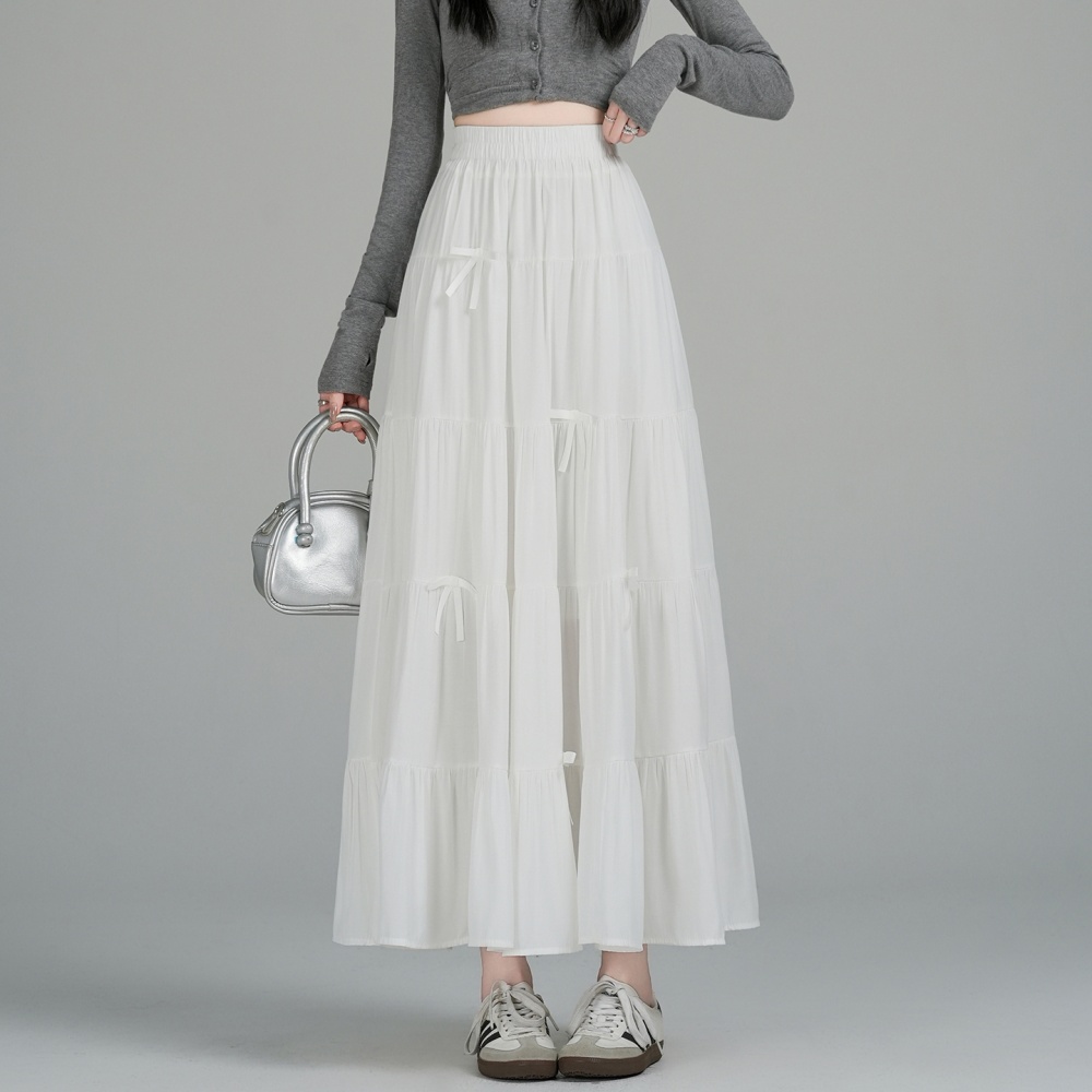 High waist long long skirt white large yard skirt for women