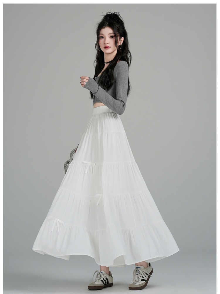 High waist long long skirt white large yard skirt for women