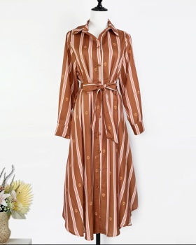 Badge single-breasted dress simple lapel long dress