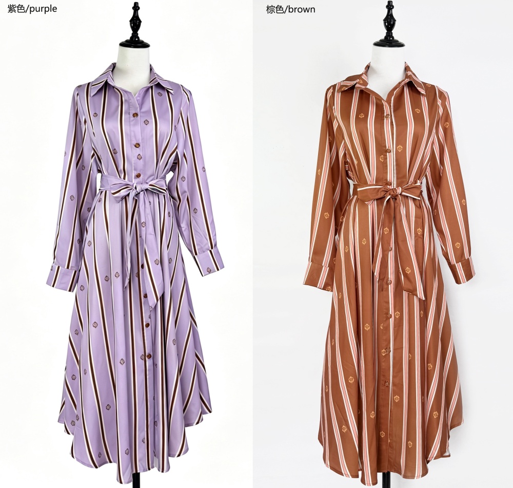 Badge single-breasted dress simple lapel long dress
