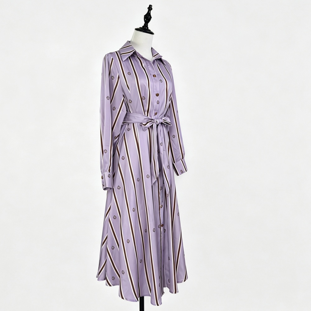 Badge single-breasted dress simple lapel long dress