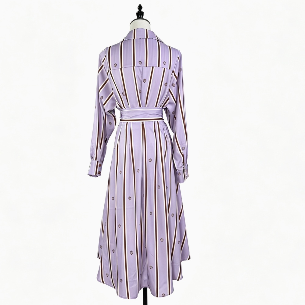 Badge single-breasted dress simple lapel long dress
