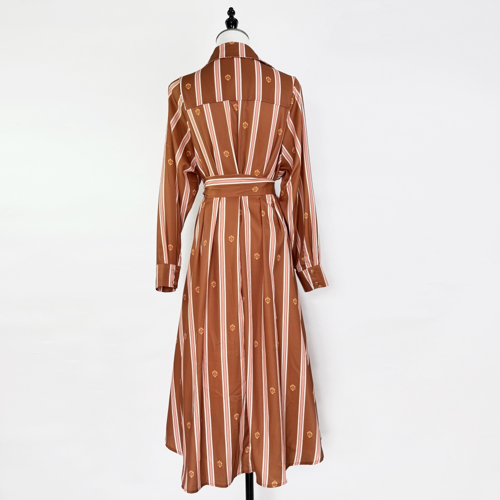 Badge single-breasted dress simple lapel long dress