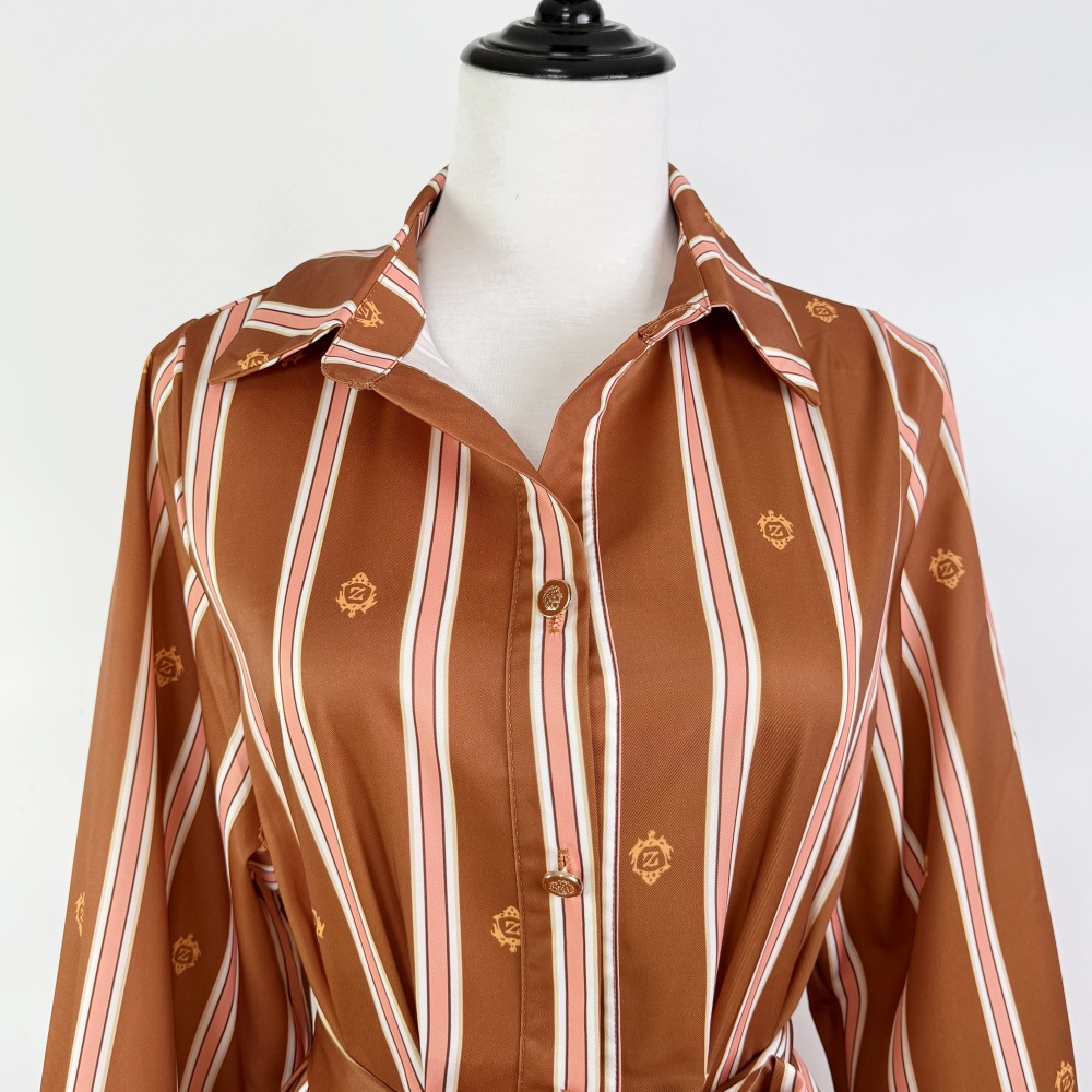 Badge single-breasted dress simple lapel long dress