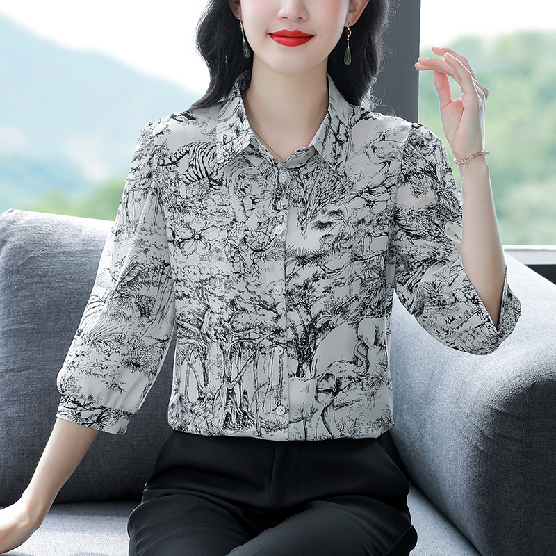 Spring and summer chiffon shirt Western style small shirt