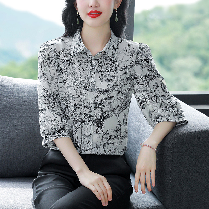 Spring and summer chiffon shirt Western style small shirt