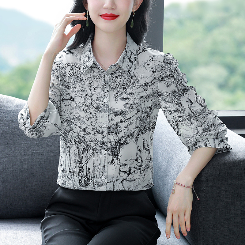 Spring and summer chiffon shirt Western style small shirt
