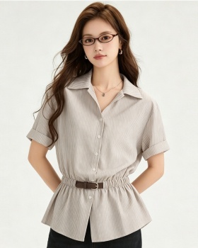 Skirt style France style V-neck shirt slim temperament tops