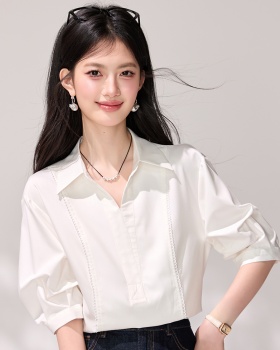 Temperament short sleeve slim puff sleeve light shirt
