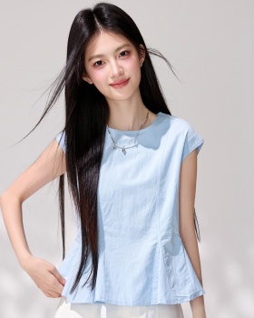 Korean style pinched waist shirt boats sleeve tops