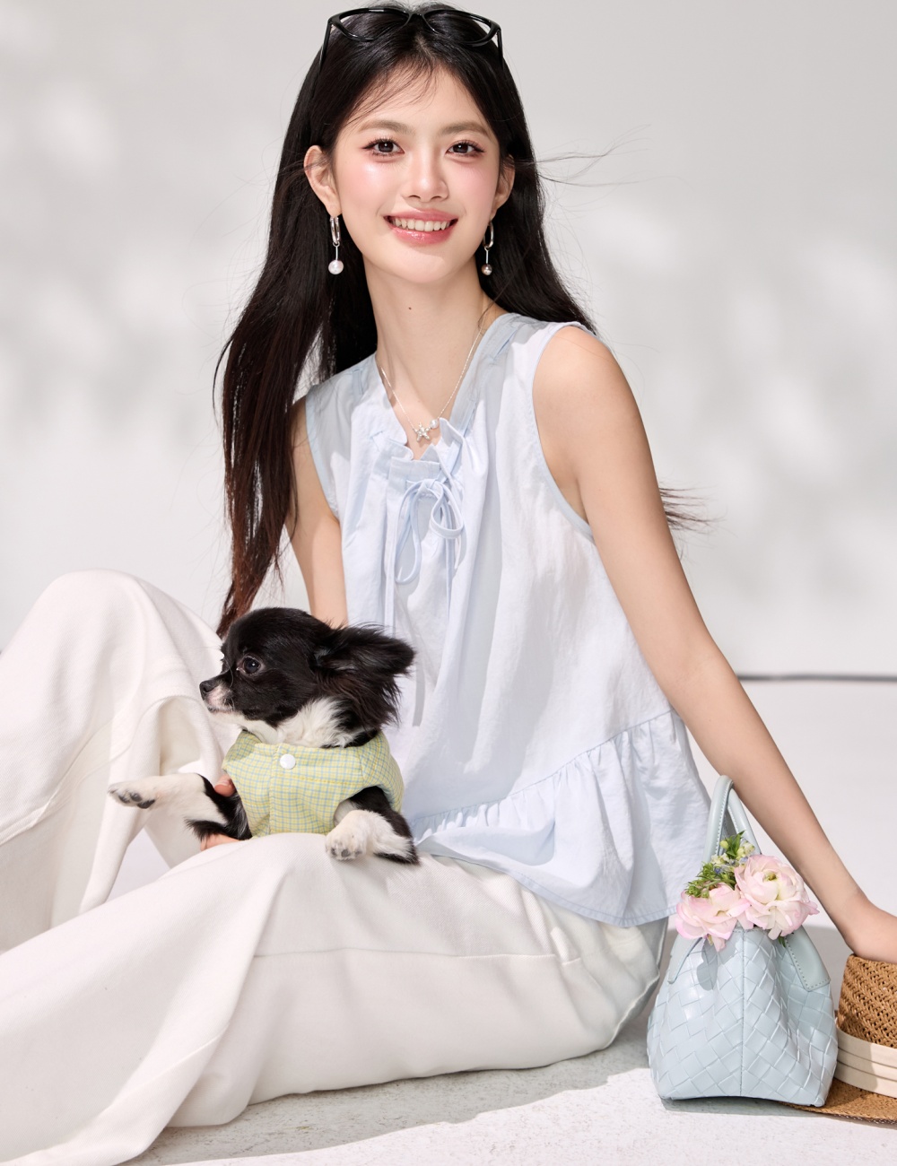 Loose all-match drawstring doll shirt tender frenum shirt