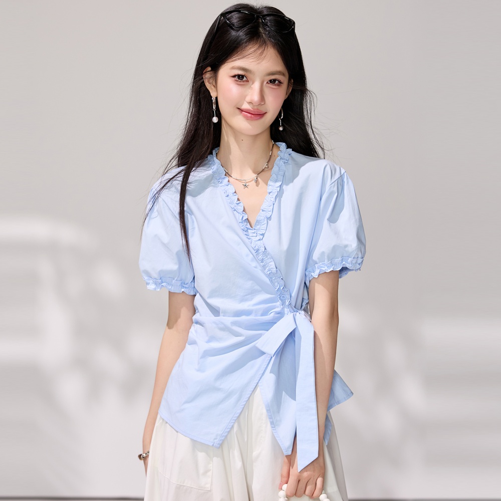 Frenum light-blue shirt show young tops for women