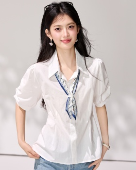 Short sleeve tender shirt France style Korean style scarves