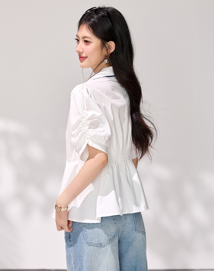 Short sleeve tender shirt France style Korean style scarves