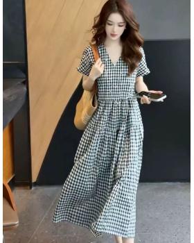 Slim short sleeve summer long dress temperament loose dress