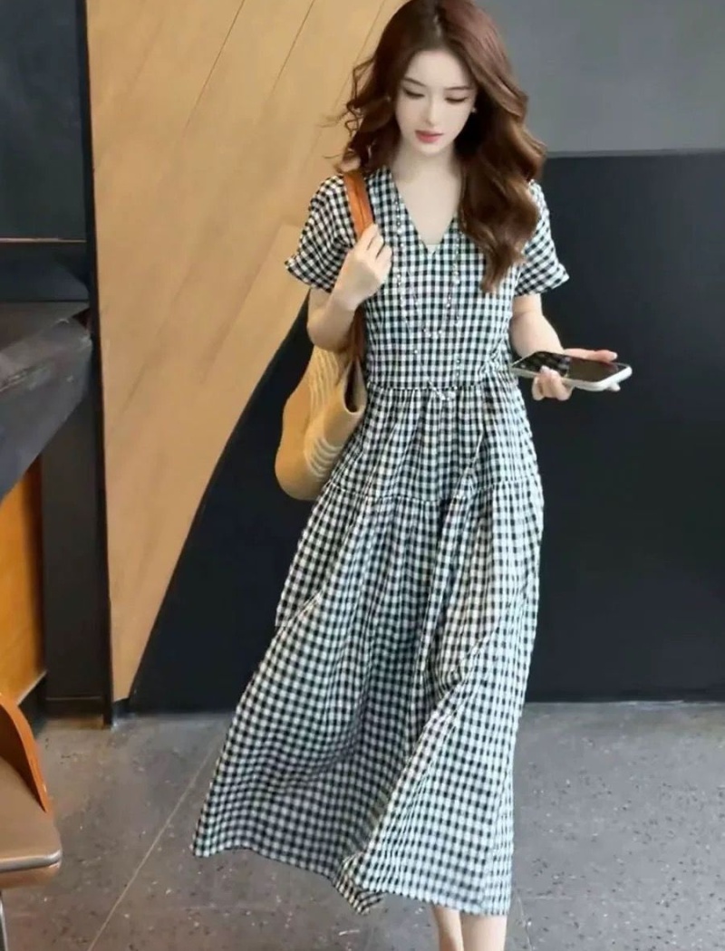 Slim short sleeve summer long dress temperament loose dress