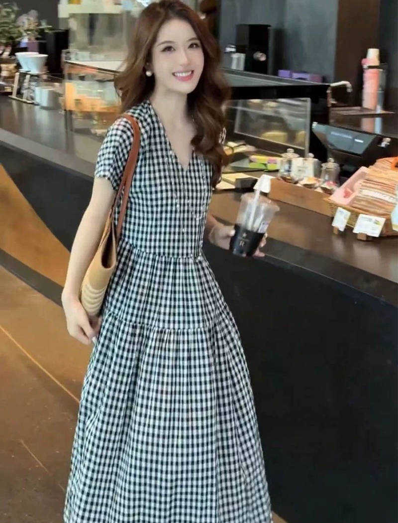 Slim short sleeve summer long dress temperament loose dress