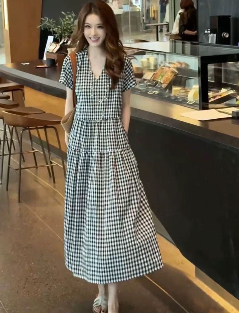 Slim short sleeve summer long dress temperament loose dress