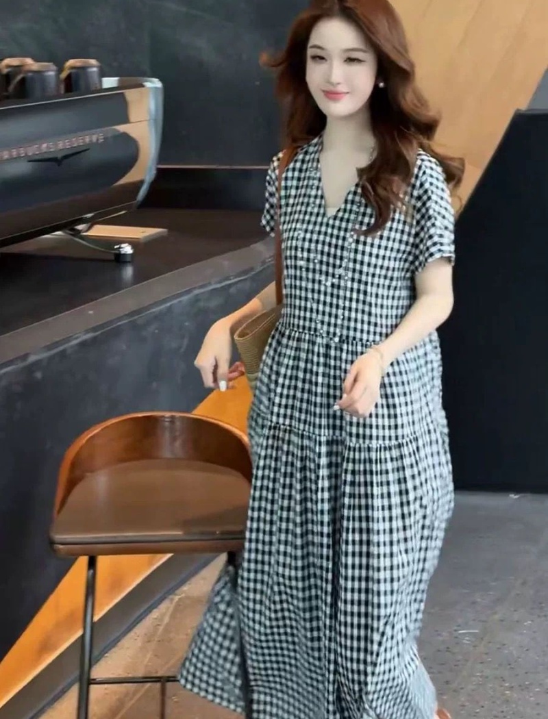 Slim short sleeve summer long dress temperament loose dress