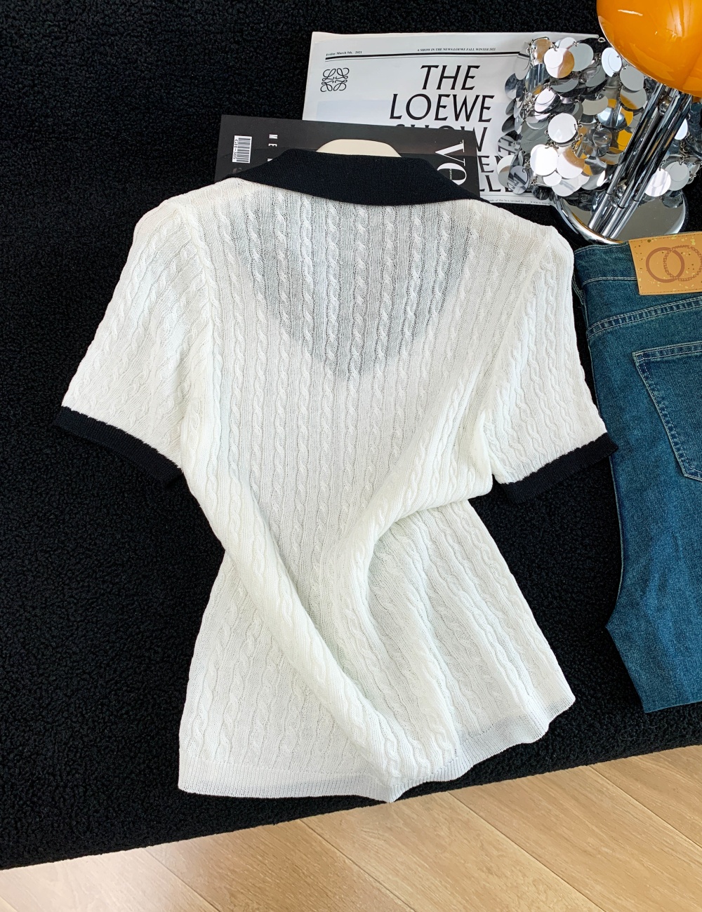 Lapel thin T-shirt slim summer sweater