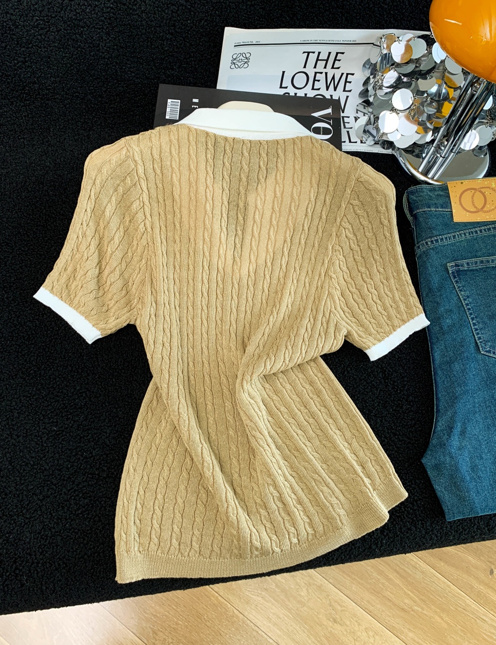 Lapel thin T-shirt slim summer sweater