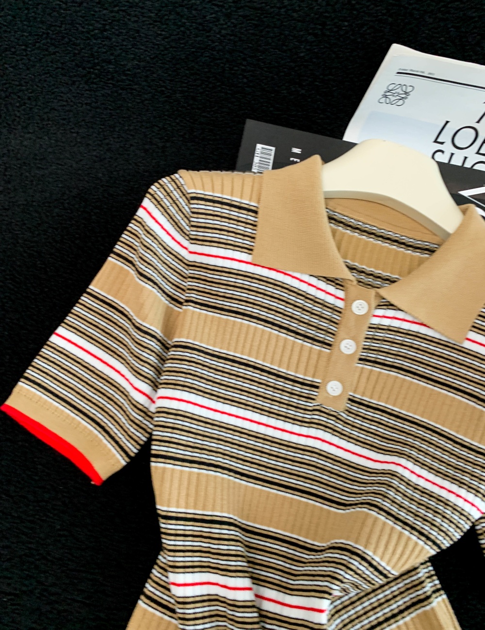 Short sleeve mixed colors tops summer temperament sweater
