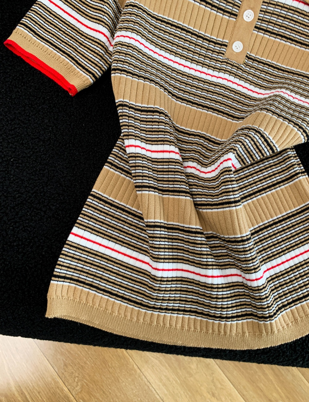 Short sleeve mixed colors tops summer temperament sweater