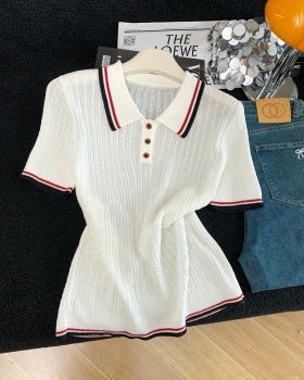 Mixed colors knitted slim short sleeve tops for women
