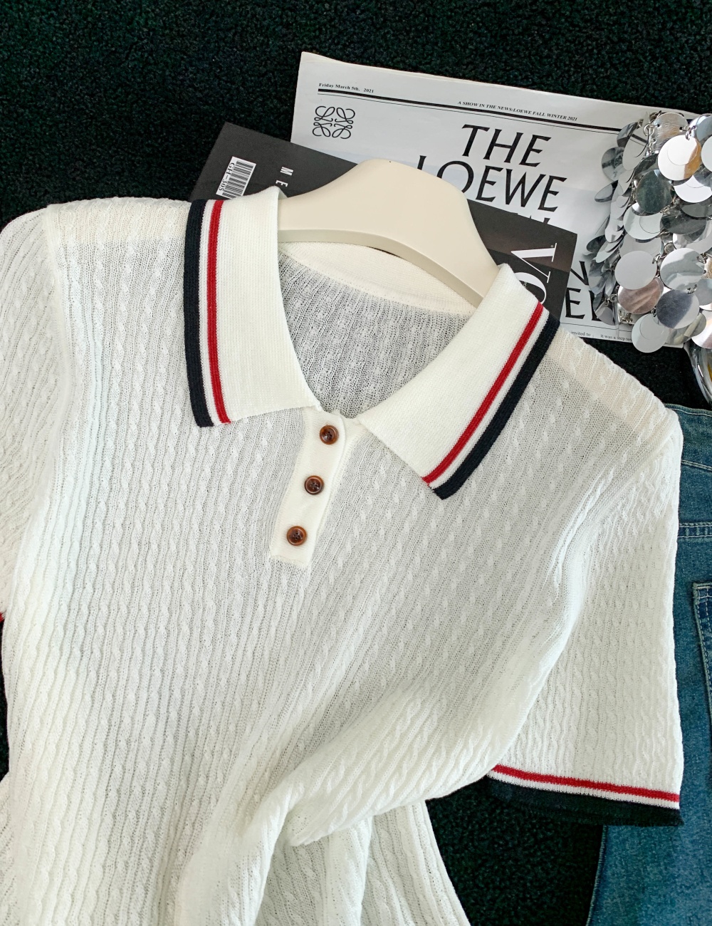 Mixed colors knitted slim short sleeve tops for women