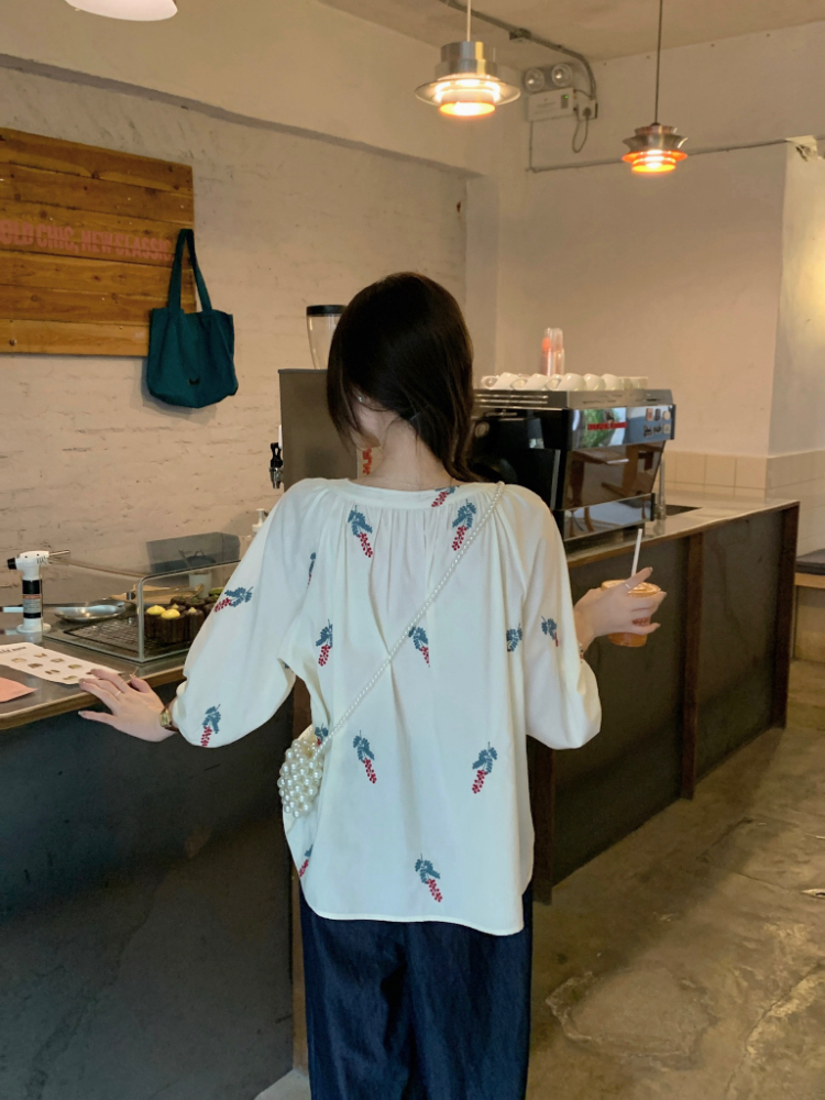 Seven tenths sweet loose France style printing shirt