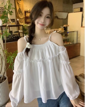 Korean style show young tops loose strapless shirt
