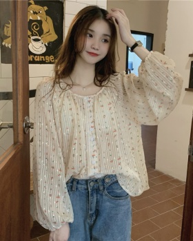 Single-breasted splice tops floral shirt for women