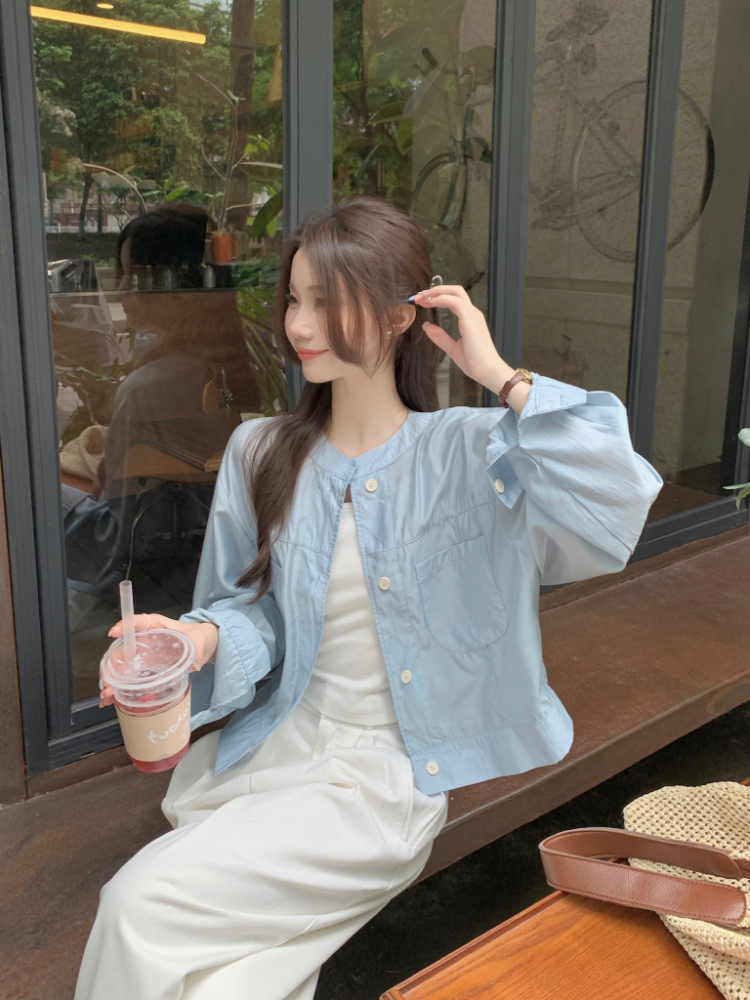 Long sleeve pure shirt all-match sunscreen coat