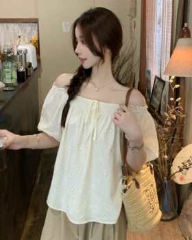Square collar vacation shirt loose tops for women
