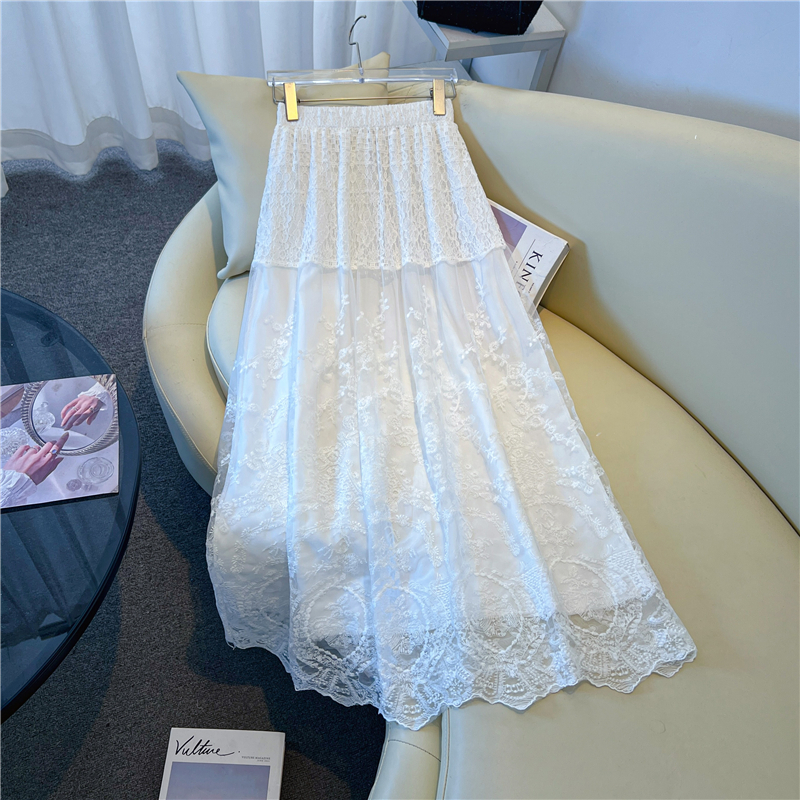 Cake gauze temperament long skirt lace France style skirt