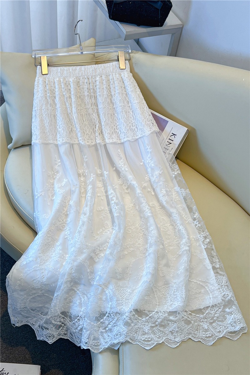 Cake gauze temperament long skirt lace France style skirt