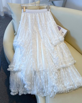 White lace skirt sweet princess long skirt for women