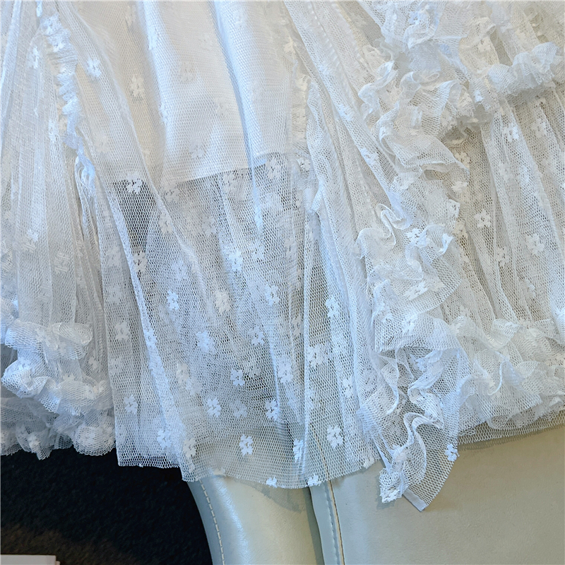 White lace skirt sweet princess long skirt for women