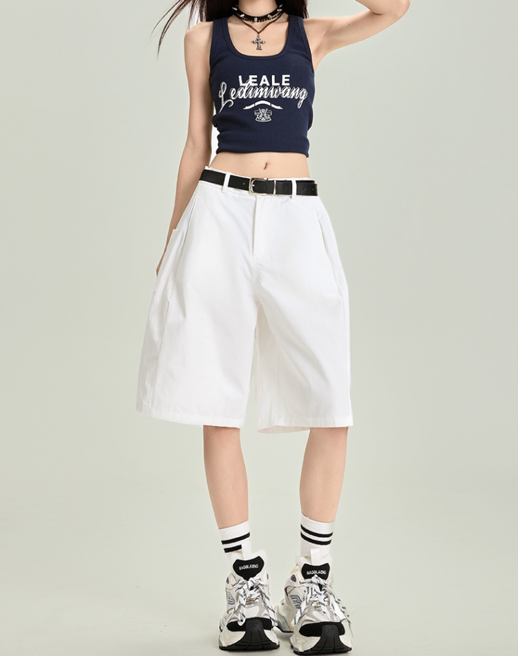 Summer drape retro shorts wide leg pure cotton work clothing