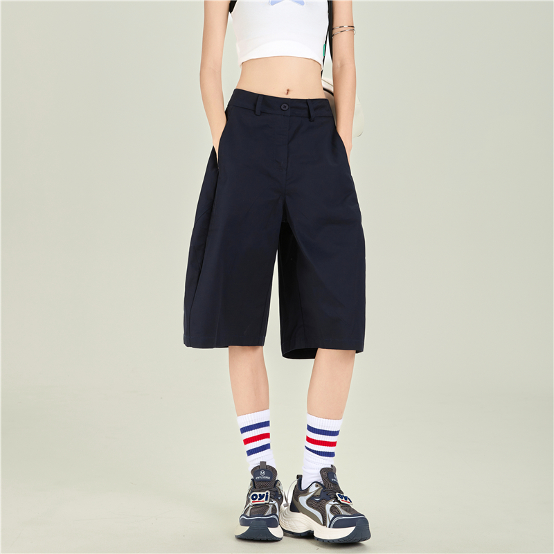 Summer drape retro shorts wide leg pure cotton work clothing