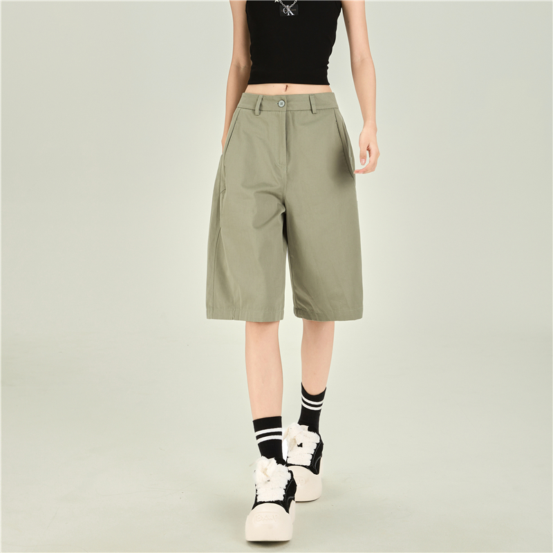 Summer drape retro shorts wide leg pure cotton work clothing